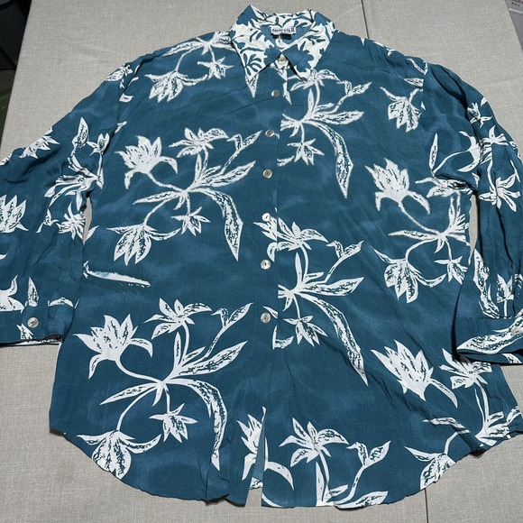 Surya II Button Shirt Size 3X Blue Short Sleeve Beaded Adult - Picture 1 of 9